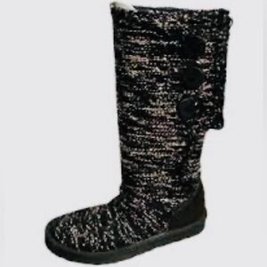 UGG CLASSIC CARDY SEQUIN KNITTED BOOT - IN BLACK & GOLD - SIZE 9